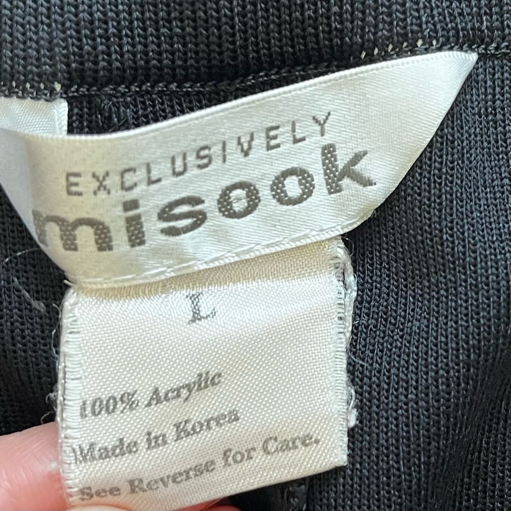 EXCLUSIVELY MISOOK PULL ON BLACK PANTS SIZE LARGE MINIMALIST CLASSIC MODERN - Picture 3 of 6